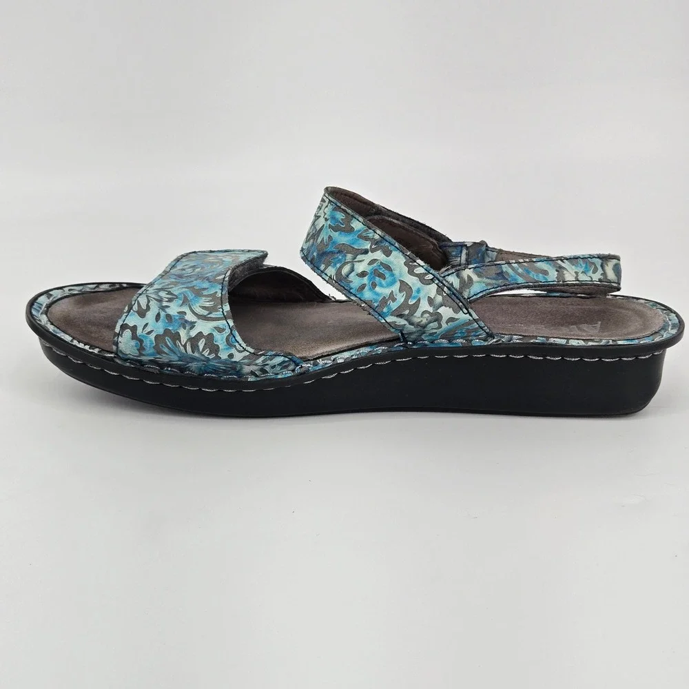 Alegria Verona Blue Floral Slingback Comfort Sandal Shoes Women Size 41 US 10